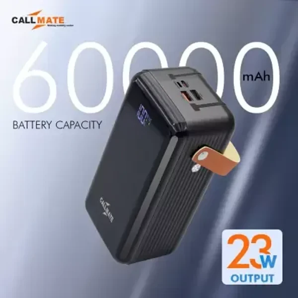 Callmate 60000 mAh 23 W Power Bank  (Black, Lithium Polymer, Quick Charge 3.0, Power Delivery 3.0, Fast Charging for Mobile) - Black