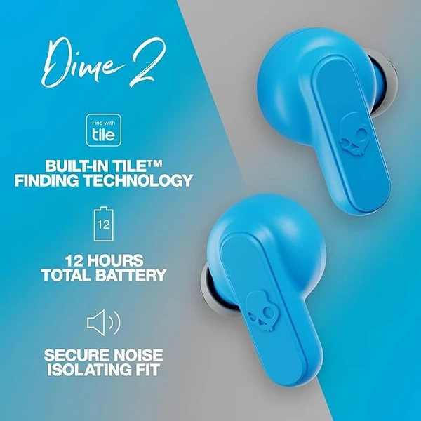 Skullcandy Dime 2 in-Ear Wireless Earbuds, 12 Hr Battery, Microphone, Works with iPhone Android and Bluetooth Devices - Black