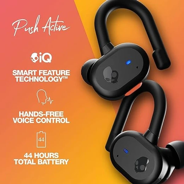 Skullcandy Push Active Wireless Earbuds, 43 Hr Battery, Skull-iQ, Alexa Enabled, Microphone Bluetooth Headset - Orange, 1 Year