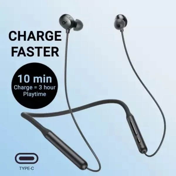 Soundcore by Anker R500 Fast charging neckband with 20 hours playtime Bluetooth Headset - Black, 1 Year