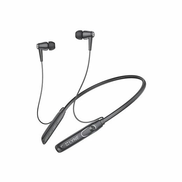 Lyne Rover 12 - Advanced Bluetooth Wireless Earphones with 28H Talk Time, 24H Music, Type-C Charging, 130mAh Battery, 11mm Speakers, and Dual Mic - Premium Wireless Audio Experience! - Black, 6 Month