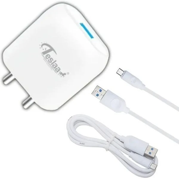 Teslaa 2.4A Charger With Type-C  - White