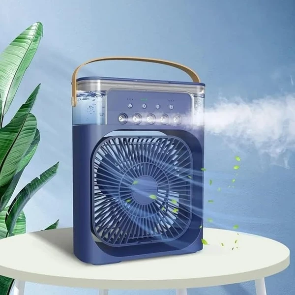 UISP Mini Water Cooler Portable Humidifier Air Cooler for Home with 3 Speed Mode with Water Spray, 7 Color LED & Timer (Multicolour) - Multi