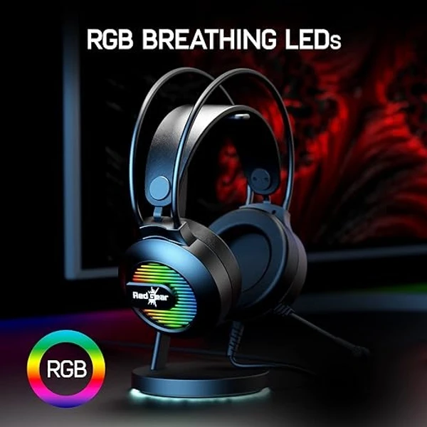 Redgear Shadow Helm Gaming Wired Over Ear Headset with Mic with 50Mm Drivers, Superior Fit, Vox Technology and Multi-Purpose Audio Jack - Black