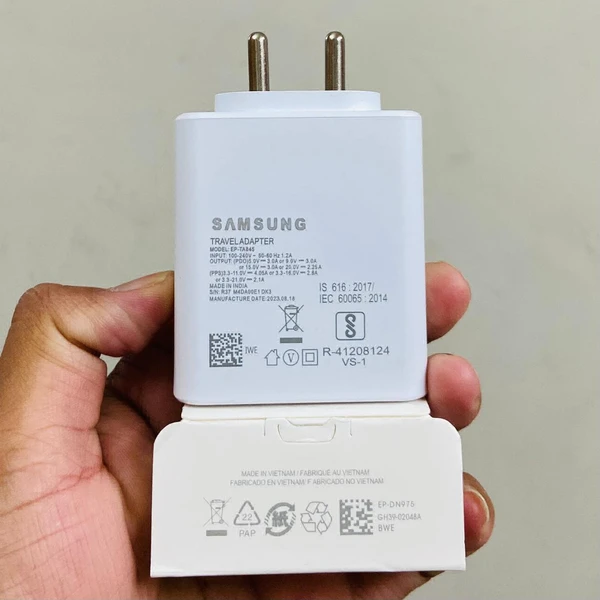 Samsung Original 45W Power Adapter with Type C to C Cable, Compatible with Smarthphone - White