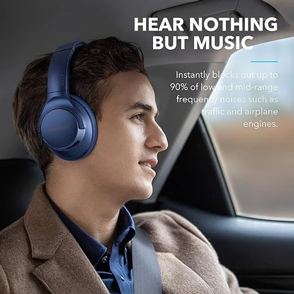 Anker Soundcore Life Q20 Hybrid Active Noise Cancelling Headphones, Wireless Over Ear Bluetooth Headphones, 40H Playtime, Hi-Res Audio, Deep Bass, Memory Foam Ear Cups, for Travel, Home Office - Black
