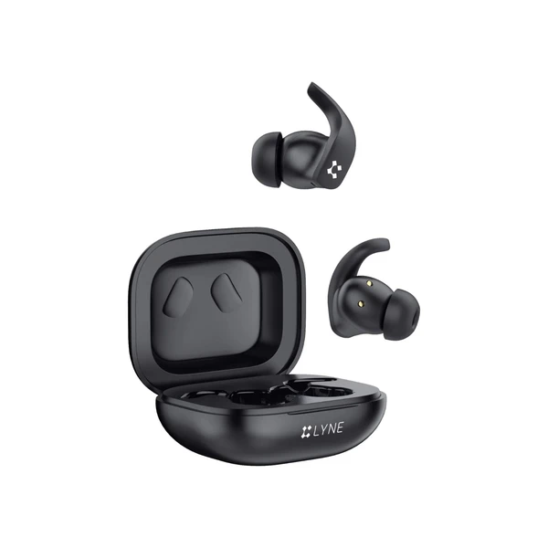 LYNE by U&i CoolPods 14 30Hrs Backup True Wireless Earbuds, Touch Control, Free Silicon Case Bluetooth Headset - Black, 6 Month