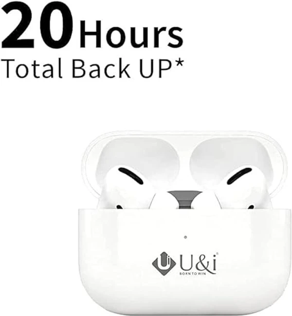 U&i 200 Hours Upto Stand by Time TWS-7335 Wireless Earbuds with Touch Control Sensor and Bluetooth 5.3 Version - White