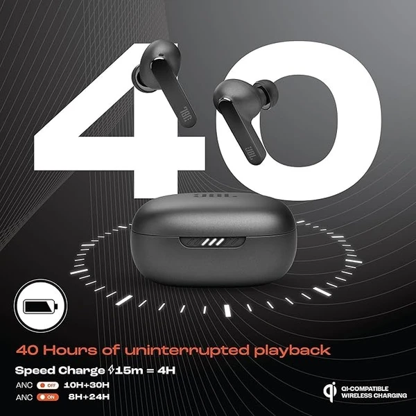 JBL Live Pro 2 Premium in Ear Wireless TWS Earbuds, ANC Earbuds, 40Hr Playtime, Dual Connect, Customized Bass with Headphones App, 6 Mics for Clear Calls, Wireless Charging, Alexa Built-in - Black
