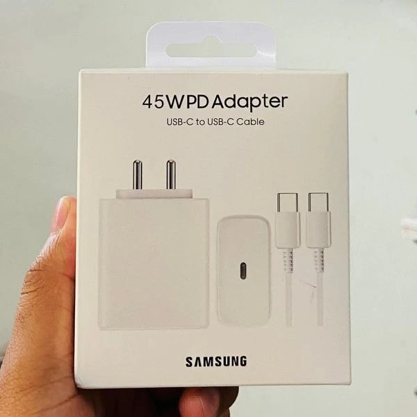 Samsung Original 45W Power Adapter with Type C to C Cable, Compatible with Smarthphone - White