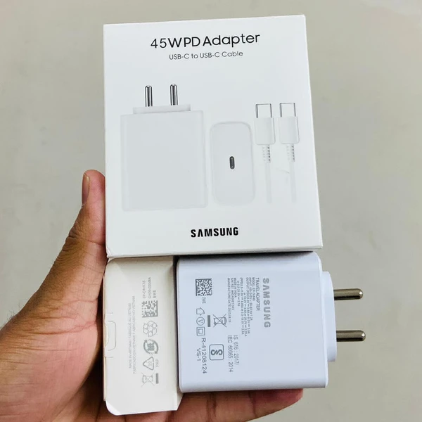 Samsung Original 45W Power Adapter with Type C to C Cable, Compatible with Smarthphone - White