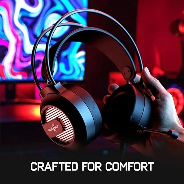 Redgear Shadow Helm Gaming Wired Over Ear Headset with Mic with 50Mm Drivers, Superior Fit, Vox Technology and Multi-Purpose Audio Jack - Black