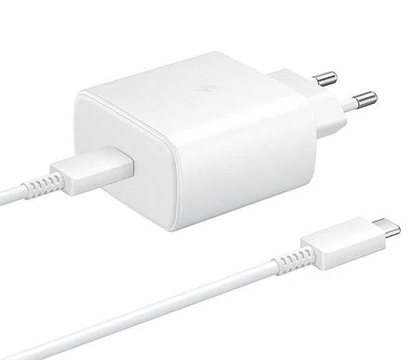 Samsung Original 45W Power Adapter with Type C to C Cable, Compatible with Smarthphone - White