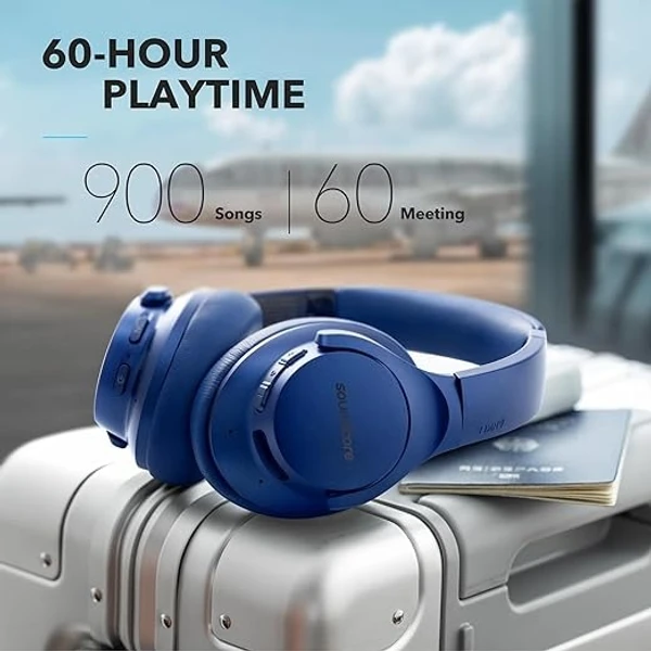 Anker Soundcore Life Q20 Hybrid Active Noise Cancelling Headphones, Wireless Over Ear Bluetooth Headphones, 40H Playtime, Hi-Res Audio, Deep Bass, Memory Foam Ear Cups, for Travel, Home Office - Blue
