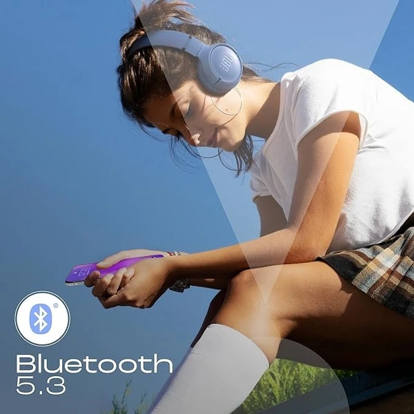 JBL Tune 520BT Wireless On Ear Headphones with Mic, Pure Bass Sound, Upto 57 Hrs Playtime, Speedcharge, Customizable Bass with Headphones App, Lightweight, Bluetooth 5.3 - Blue