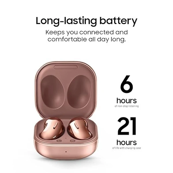 Samsung Galaxy Buds Live Bluetooth Truly Wireless in Ear Earbuds with Mic, Upto 21 Hours Playtime - Mystic Bronze, 1 Year
