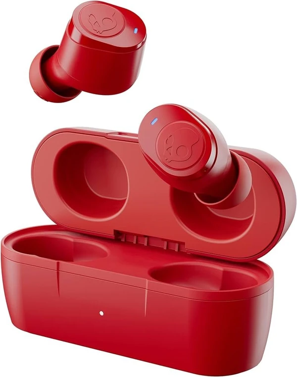 Skullcandy Jib (TWS) Bluetooth Truly Wireless in Ear Earbuds with 22 Hours Total Battery, IPX4 Sweat and Water Resistant, with mic, Noise-Isolating Fit, Call, Track and Volume Control - Red