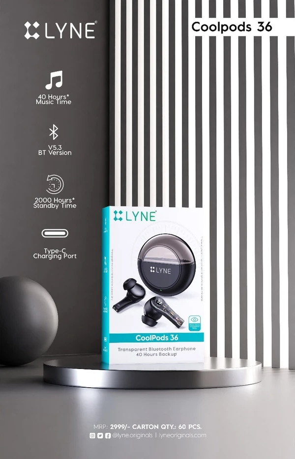 LYNE by U&i CoolPods 36 40Hrs Playtime - Black