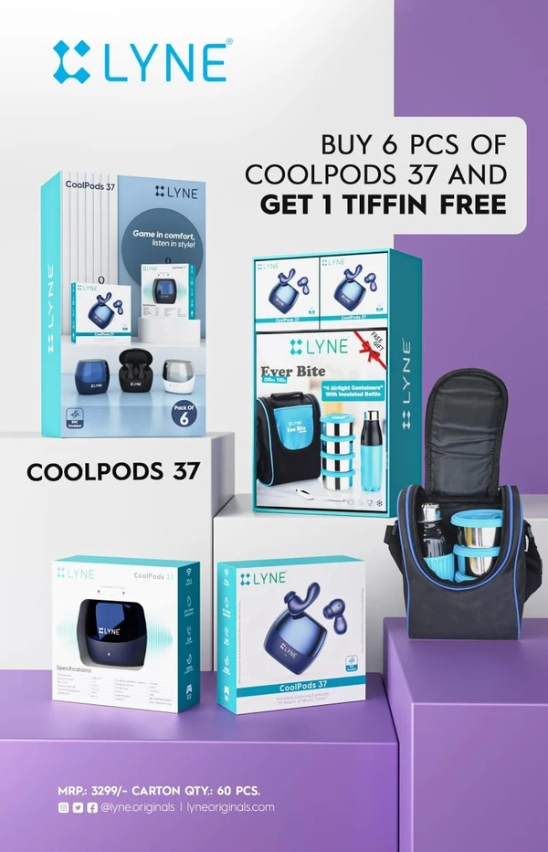 Lyne Coopods 37 With 35Hrs Backup & IPX3 water resistance - Multi