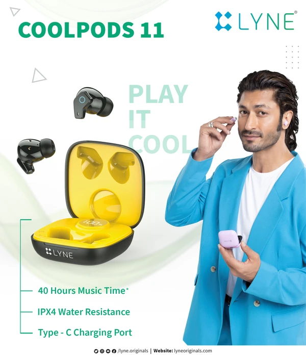 Lyne Coolpods 11 40Hrs Music Time True Wireless Earbuds With IPX4 Water Resistance - Assorted, 6 month