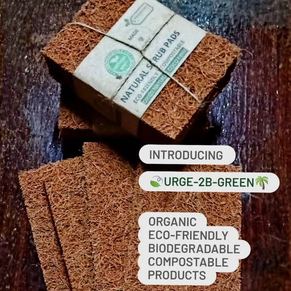 ♻️URG2BGRN♻️ NATURAL SCRUB PADS - ECO PACK - ECO-FRIENDLY PACK OF 5, NATURAL