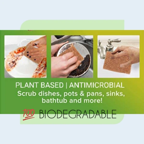 ♻️URG2BGRN♻️ NATURAL SCRUB PADS - ECO PACK - ECO-FRIENDLY PACK OF 5, NATURAL