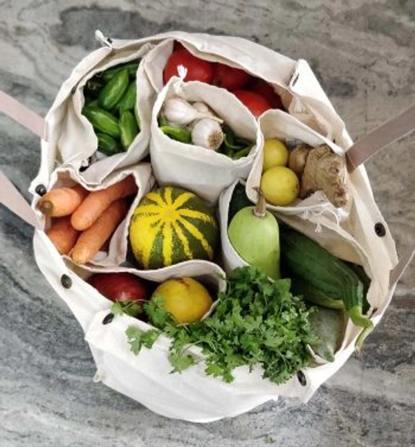 ♻️URG2BGRN♻️ MULTI-PURPOSE VEGETABLE BAG - 18*14*5in, WHITE NATURAL DYED