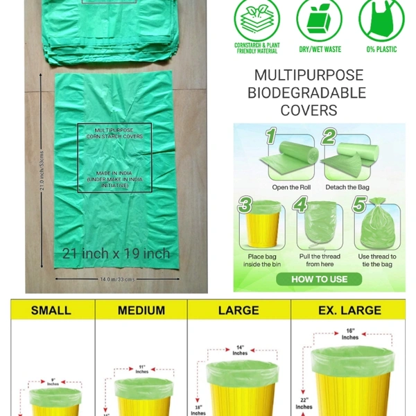 ♻️URG2BGRN♻️ GARBAGE BAG - BIODEGRADABLE - GREEN, LESS THAN 25 MICRONS