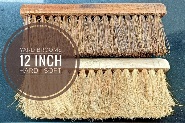 ♻️ URG2BGRN ♻️ YARD BROOM - 12 INCH - COIR - NATURAL WOOD, 12 INCH