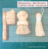 ♻️ URG2BGRN ♻️ MULTIPURPOSE - COIR BRUSHES - Mini - Handmade - WOOD, 5INCH - 12.7CM