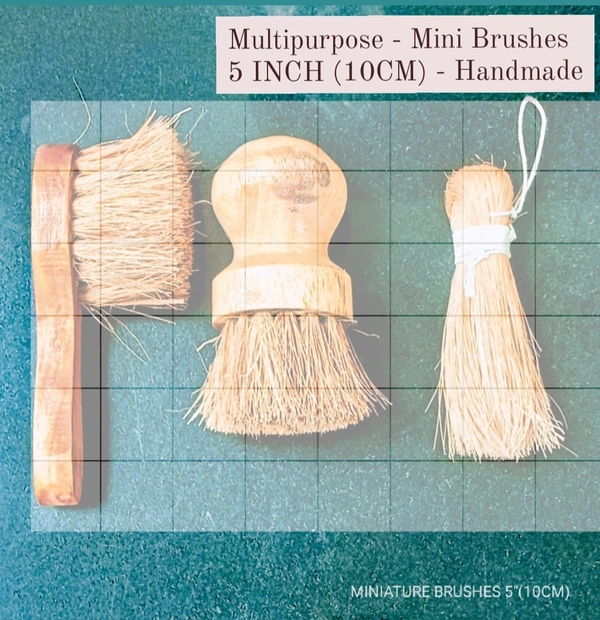 ♻️ URG2BGRN ♻️ MULTIPURPOSE - COIR BRUSHES - Mini - Handmade - WOOD, 5INCH - 12.7CM