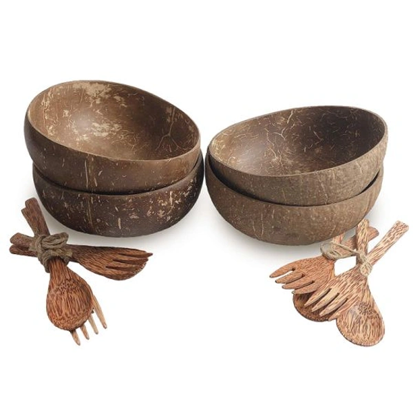 ♻️ URG2BGRN ♻️ JUMBO COCONUT BOWLS & CUTLERY - JUMBO, NATURAL