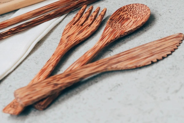 ♻️ URG2BGRN ♻️ JUMBO COCONUT BOWLS & CUTLERY - JUMBO, NATURAL