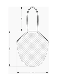 COTTON MESH GROCERY TOTE BAG - Beige with Color Handles, 14x14 Inches 
