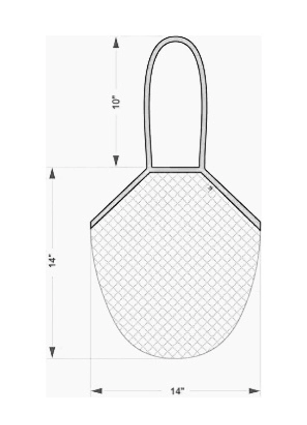 COTTON MESH GROCERY TOTE BAG - Beige with Color Handles, 14x14 Inches 