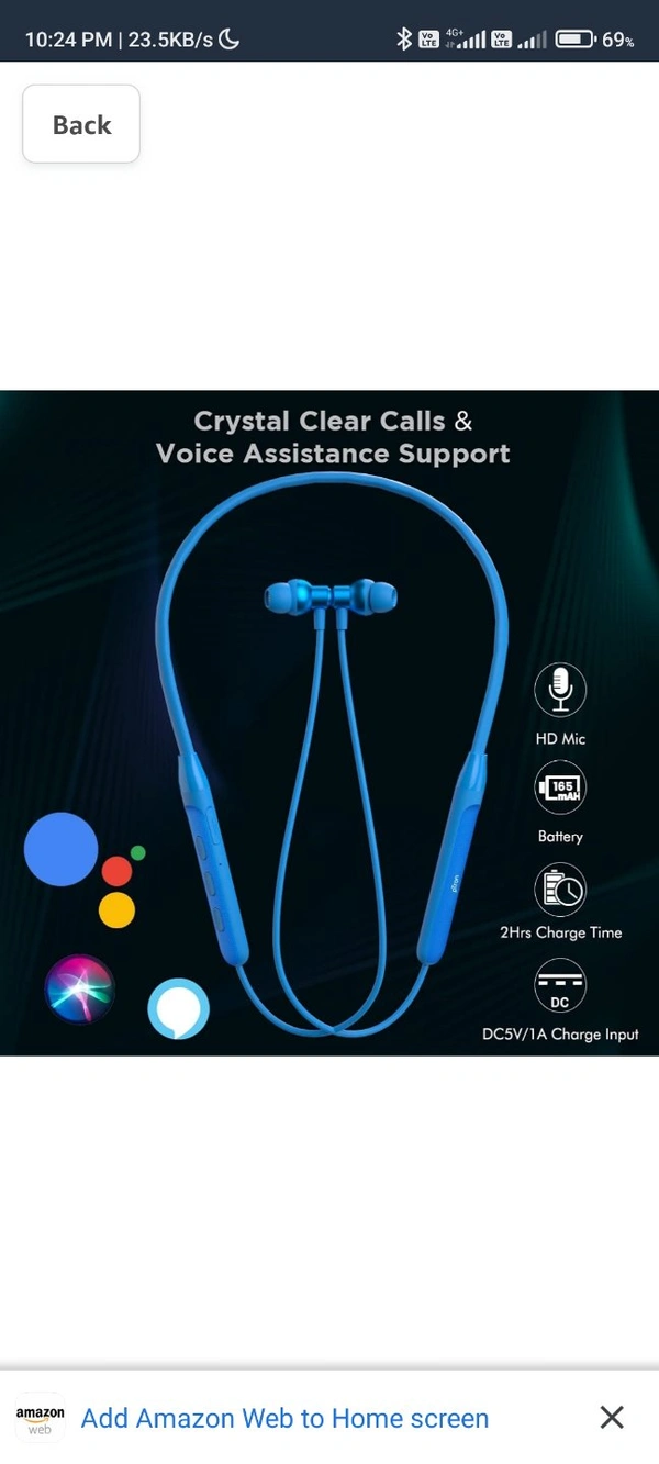 Ptron pTron Tangent Evo with 14Hrs Playback, Bluetooth 5.0 Wireless Headphones with Deep Bass, IPX4 Water Resistance, Ergonomic & Snug-fit, Voice Assistance, Magnetic Earbuds & Built-in HD Mic (Blue) - black