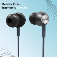 Ptron pTron Pride Evo HBE (High Bass Earphones) in-Ear Wired Headphones with in-line Mic, 10mm Powerful Driver for Hi-Fi Audio, Noise Cancelling Headset with 1.2m Tangle-Free Cable & 3.5mm Aux - (Grey) - Black, Silver