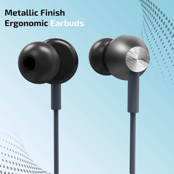Ptron pTron Pride Evo HBE (High Bass Earphones) in-Ear Wired Headphones with in-line Mic, 10mm Powerful Driver for Hi-Fi Audio, Noise Cancelling Headset with 1.2m Tangle-Free Cable & 3.5mm Aux - (Grey) - Black, Silver