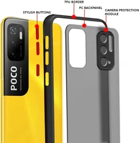 Poco M3 PRO 5G Back Case Cover | Smoked Matte Back | 360 Degree Protection | Protective Hard Back Case Cover for Poco M3 PRO 5G (Black Bumper) - blue and black