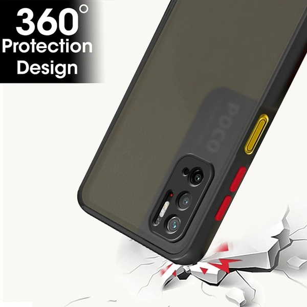 Poco M3 PRO 5G Back Case Cover | Smoked Matte Back | 360 Degree Protection | Protective Hard Back Case Cover for Poco M3 PRO 5G (Black Bumper) - blue and black