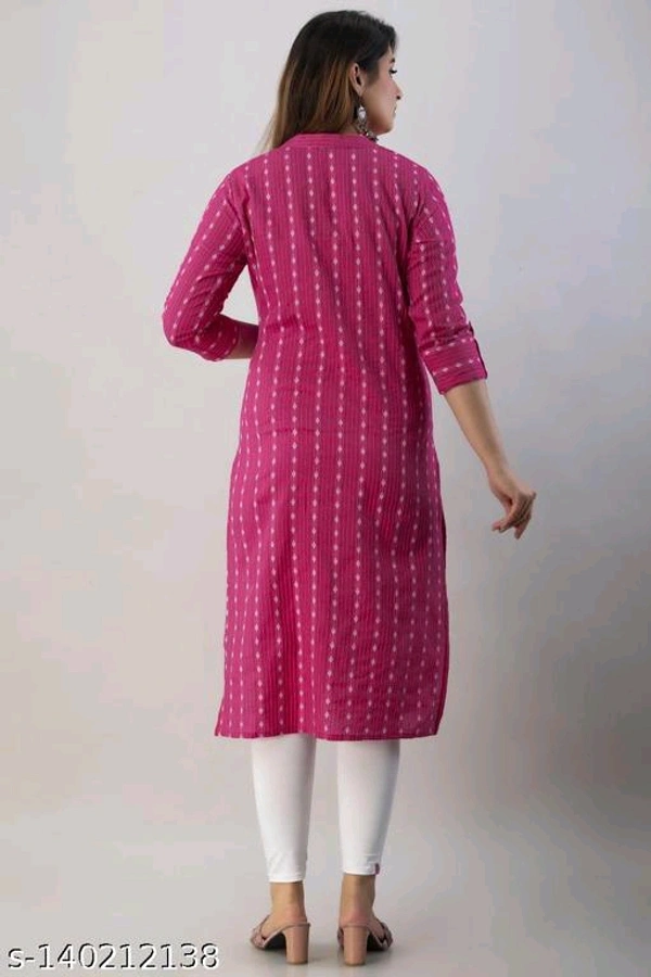 AK CREATION KATHA COTTON KURTI  - Wild Watermelon, L