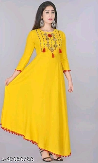 Trendy Kurta For Women  - Yellow, XXl