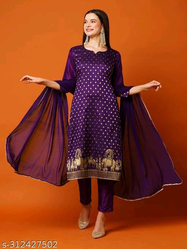 Women Kurta Sets - Purple, M