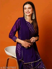 Women Kurta Sets - Purple, M