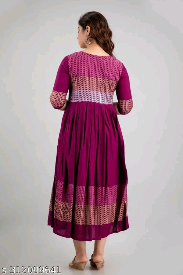 Women Rayon Printed Aaradhya Anarkali Kurtis - Maroon, M