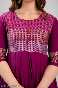Women Rayon Printed Aaradhya Anarkali Kurtis - Maroon, L