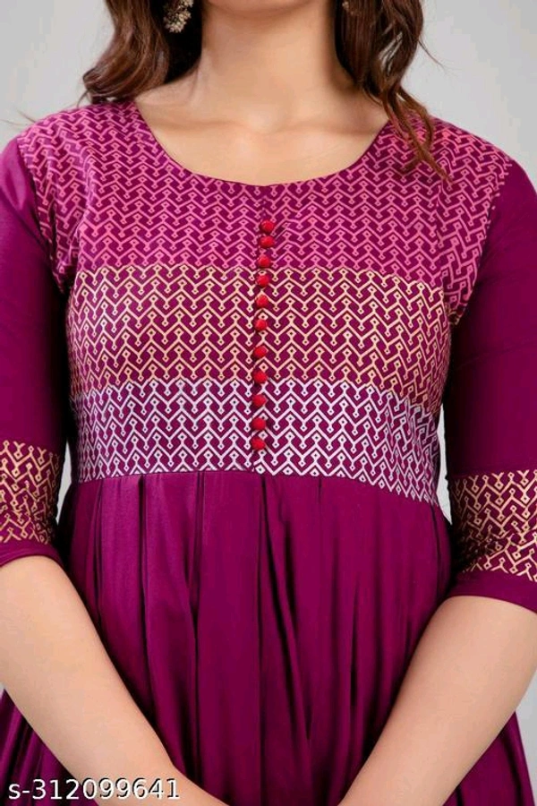 Women Rayon Printed Aaradhya Anarkali Kurtis - Maroon, L