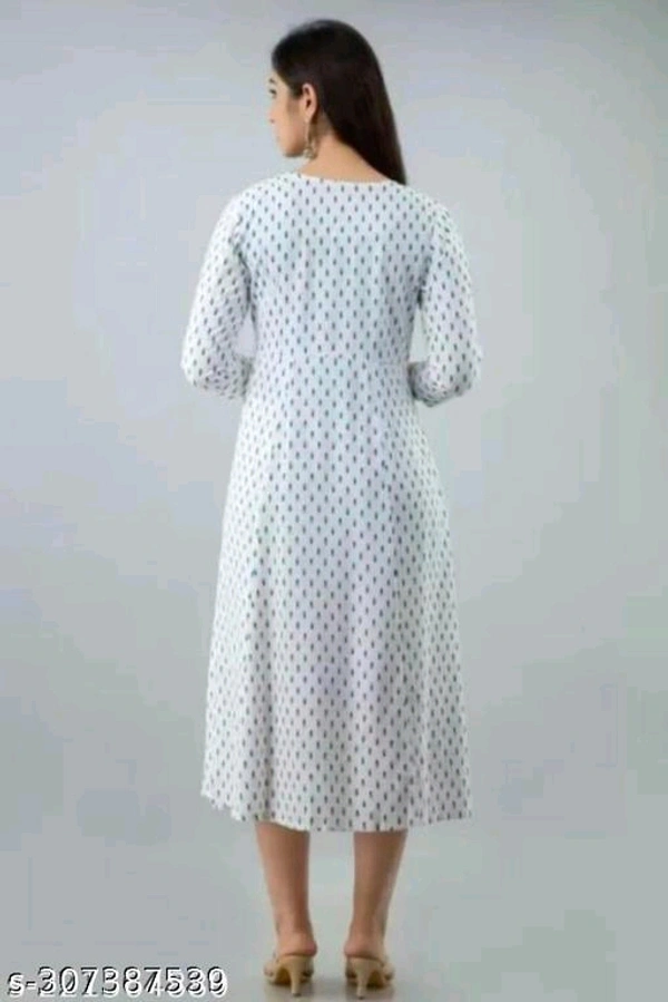 Rayon Printed Anarkali Kurta - White, XL