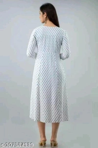 Rayon Printed Anarkali Kurta - White, XXL