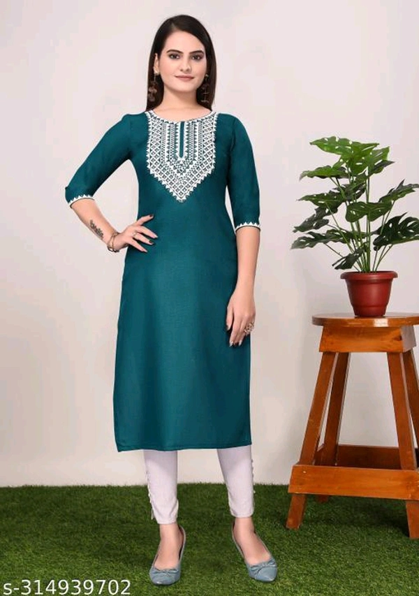 Women Embroidered Cotton Blend A-Line Kurta - Pine Green, XXXL